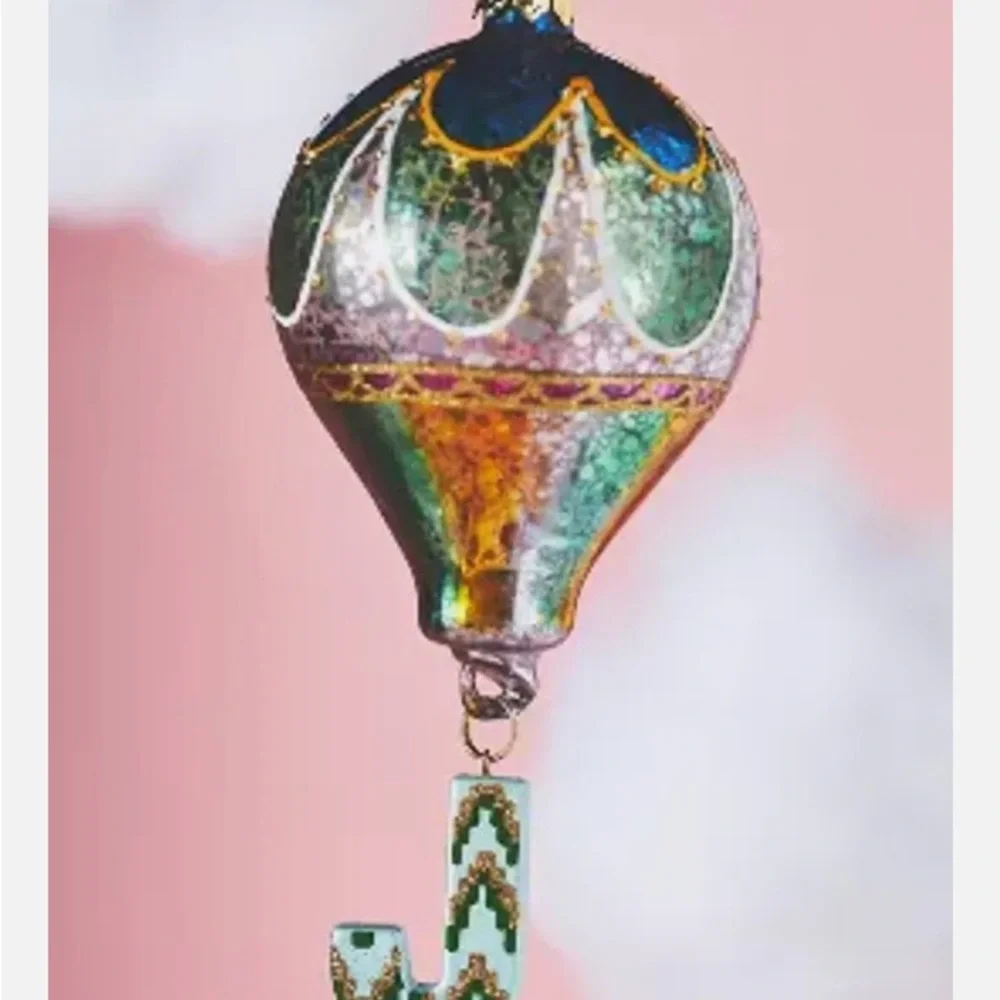 Anthropologie monogram Hot Air Balloon Ornaments